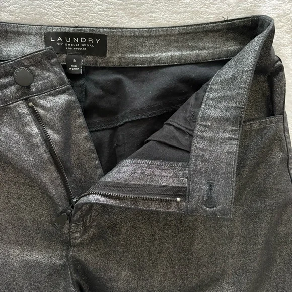 LAUNDRY by Shelli Segal Black Metallic Skinny Cropped Pants--EUC--8 - Picture 12 of 16